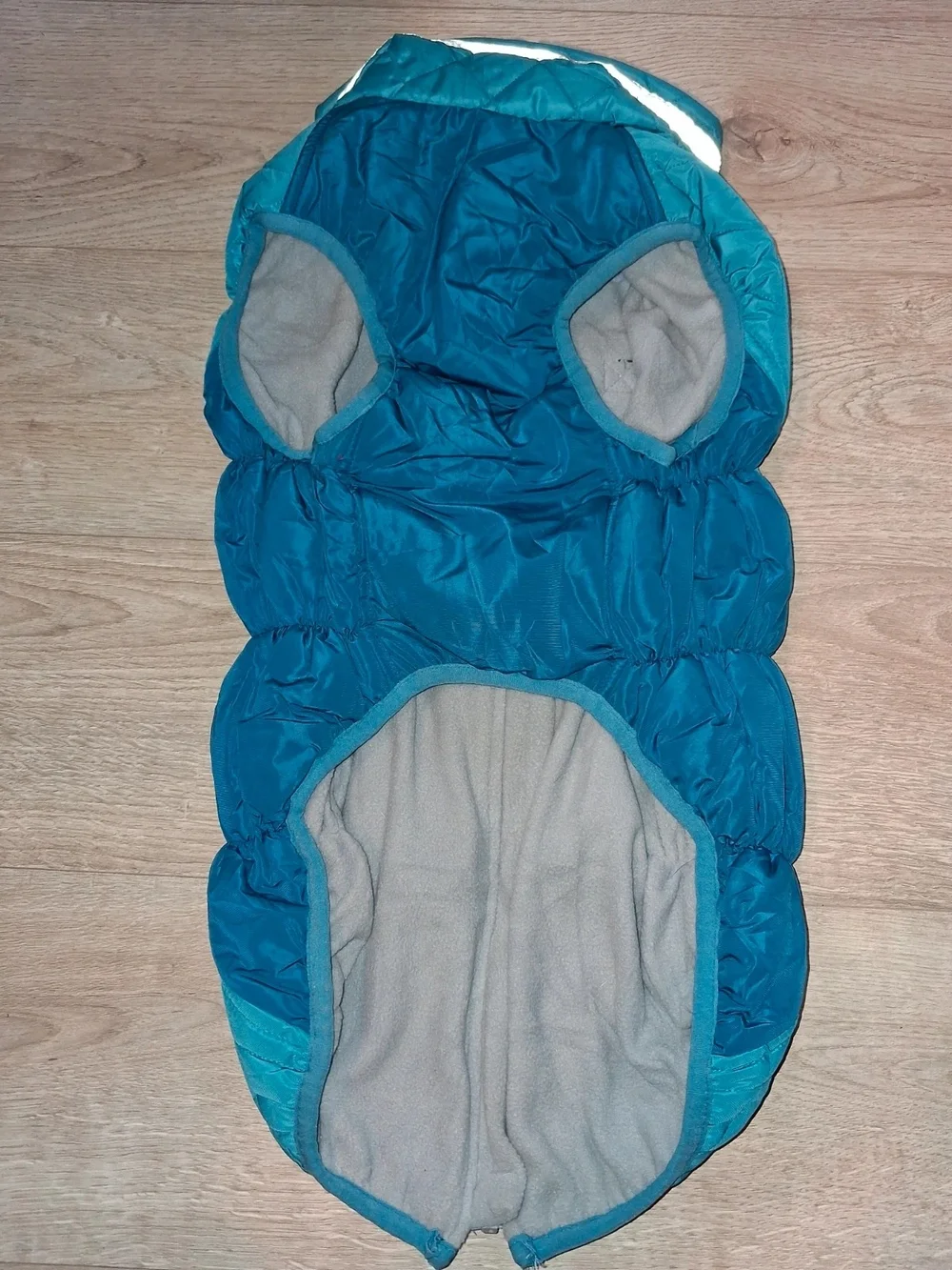 Teal XL Dog Puffer Jacket with Reflective Trim